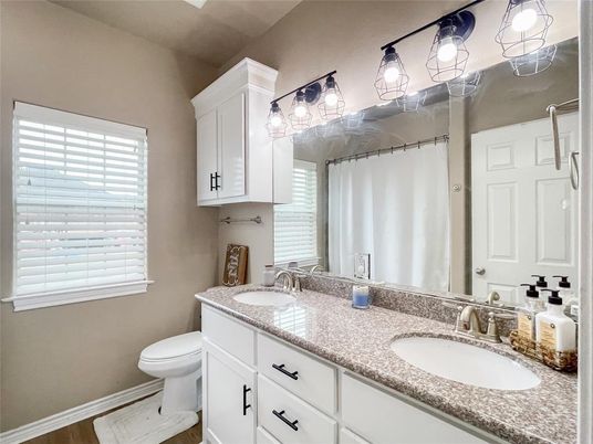 Bathroom, Dual Sink Vanities, Interior, Wood Texture Flooring