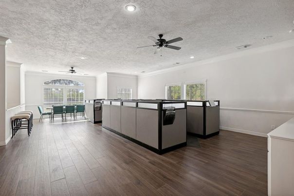 Dining room, Interior, Kitchen, Recessed Lighting, Wood Texture Flooring