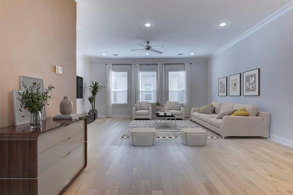 Interior, Living room, Recessed Lighting, Wood Texture Flooring