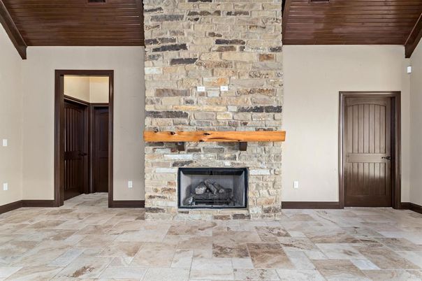 Fireplace, Interior, Stone Walls, Wooden Ceilings