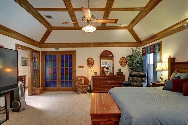 Bedroom, Interior, Recessed Lighting, Wooden Beams