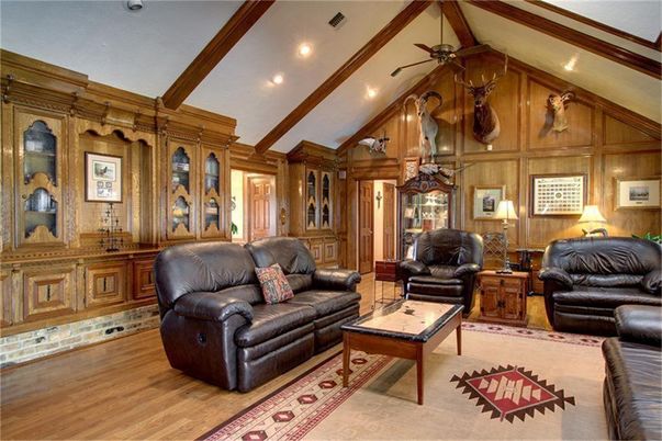 Interior, Living room, Recessed Lighting, Wooden Beams, Wood Texture Flooring, Wooden Walls