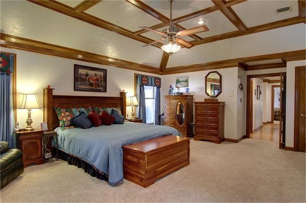 Bedroom, Interior, Recessed Lighting, Wooden Beams
