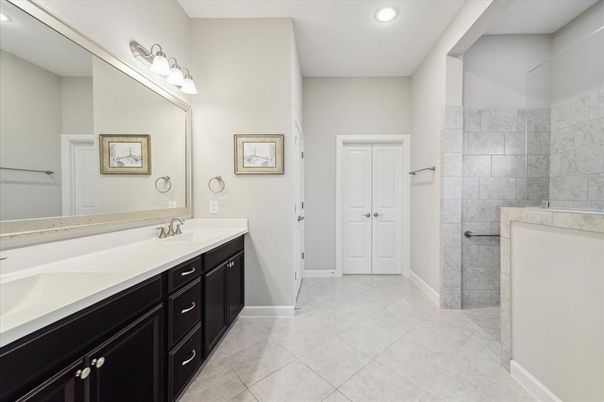 Bathroom, Dual Sink Vanities, Glass Shower, Interior, Recessed Lighting