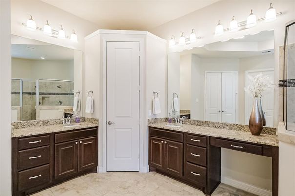 Bathroom, Dual Sink Vanities, Glass Shower, Interior