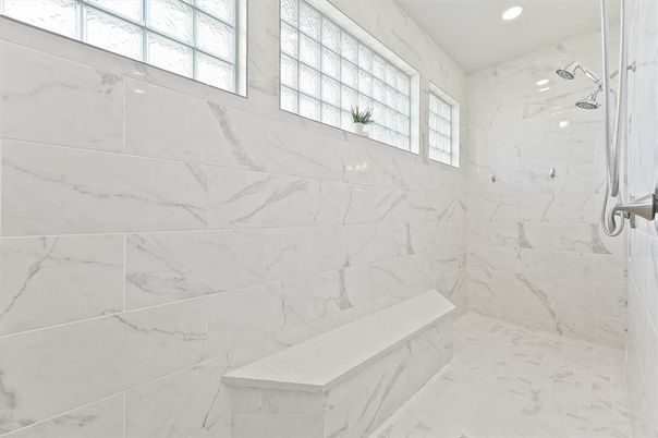 Bathroom, Interior, Marble, Marble Walls, Recessed Lighting