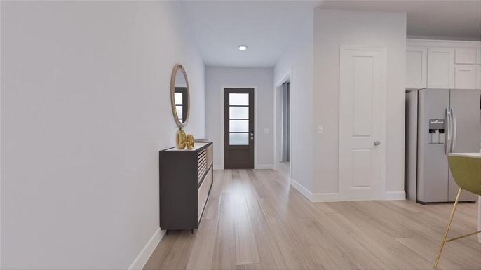 Interior, Kitchen, Recessed Lighting, Wood Texture Flooring