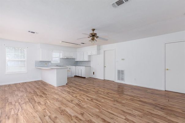 Empty room, Interior, Kitchen, Wood Texture Flooring
