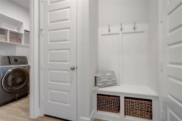 Interior, Washer, Wood Texture Flooring