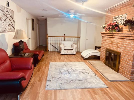 Fireplace, Interior, Stone Walls, Wood Texture Flooring