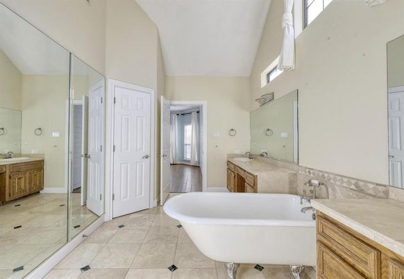Bathroom, Dual Sink Vanities, Free Standing Baths, Glass Shower, Interior