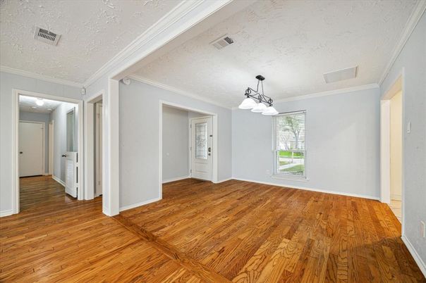 Empty room, Interior, Pendant Lights, Wood Texture Flooring