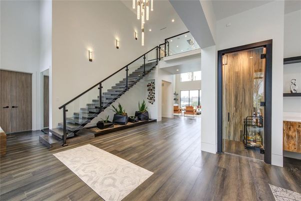 Interior, Pendant Lights, Recessed Lighting, Wood Texture Flooring