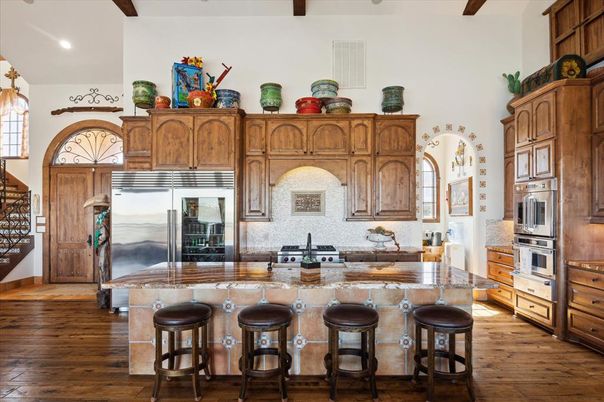 Interior, Kitchen, Recessed Lighting, Stainless Steel Appliances, Wooden Beams, Wood Texture Flooring