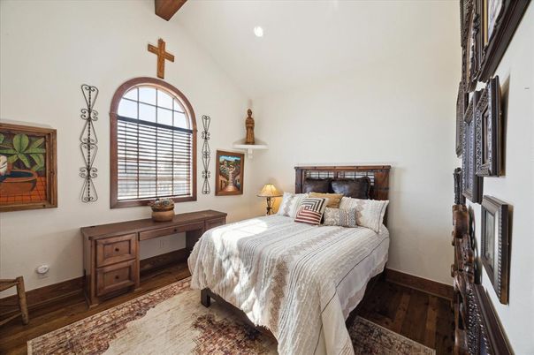 Bedroom, Interior, Recessed Lighting, Wooden Beams, Wood Texture Flooring