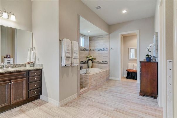Bathroom, Interior, Recessed Lighting, Wood Texture Flooring