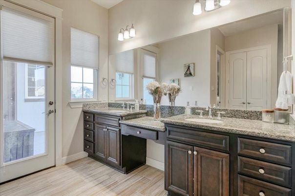 Bathroom, Dual Sink Vanities, Interior, Wood Texture Flooring