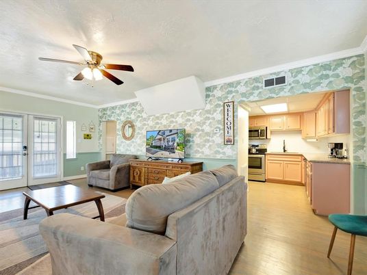 Interior, Kitchen, Living room, Stainless Steel Appliances, Wood Texture Flooring