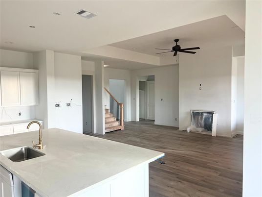 Interior, Kitchen, Recessed Lighting, Wood Texture Flooring