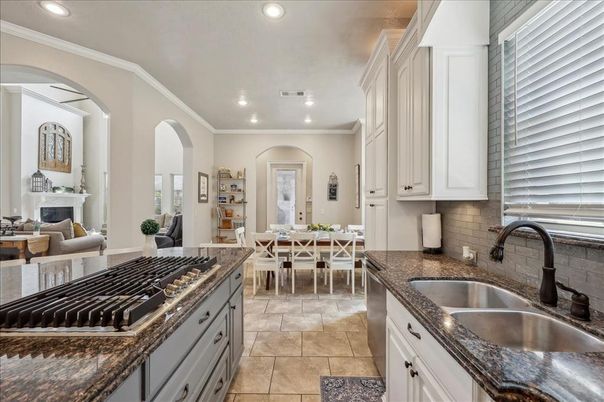 Dining room, Fireplace, Interior, Kitchen, Recessed Lighting
