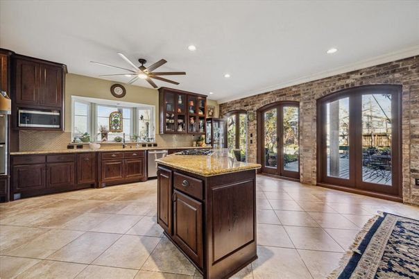 Interior, Kitchen, Recessed Lighting, Stone Walls