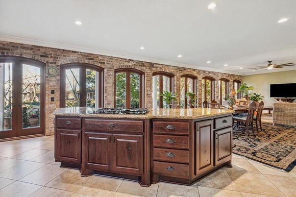 Dining room, Interior, Recessed Lighting, Stone Walls