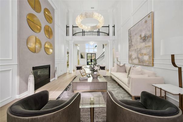Chandelier, Fireplace, Interior, Living room, Pendant Lights, Wood Texture Flooring