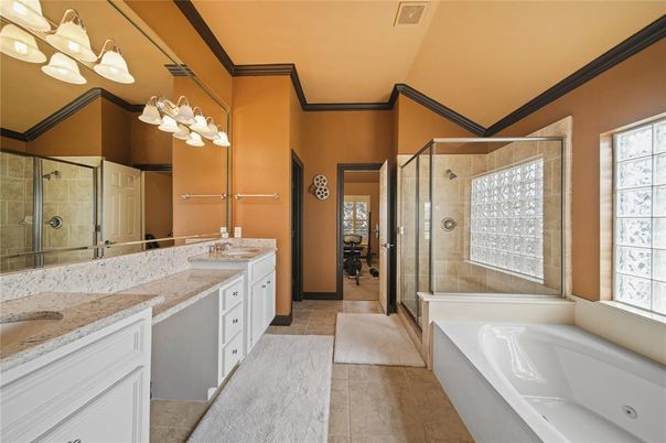 Bathroom, Dual Sink Vanities, Glass Shower, Interior