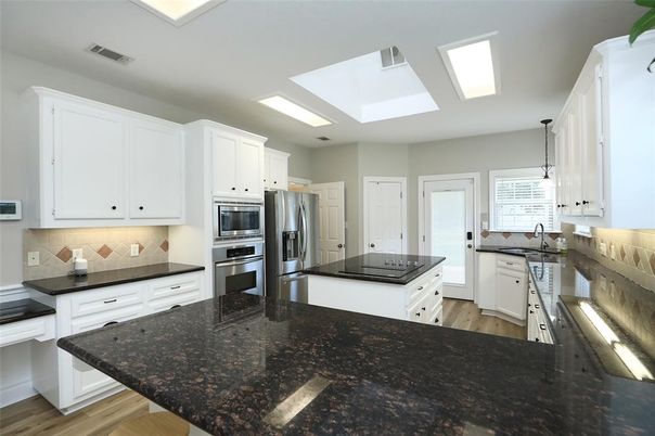 Interior, Kitchen, Pendant Lights, Stainless Steel Appliances, Wood Texture Flooring