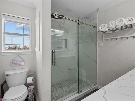 Bathroom, Glass Shower, Interior, Marble Walls