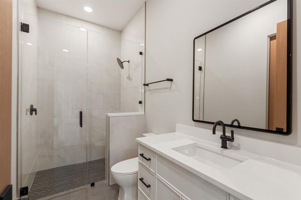 Bathroom, Glass Shower, Interior, Recessed Lighting