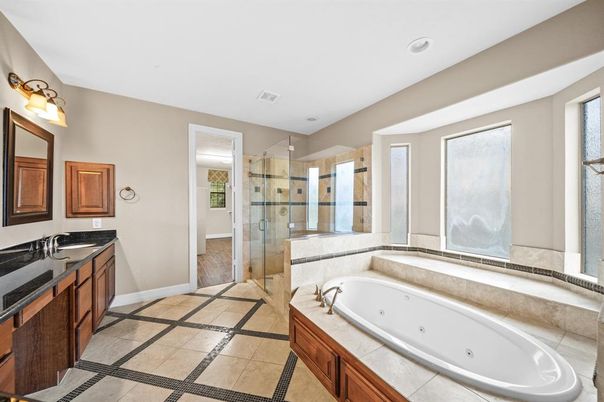 Bathroom, Glass Shower, Interior, Recessed Lighting