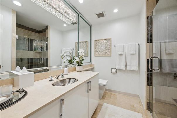 Bathroom, Dual Sink Vanities, Glass Shower, Interior, Recessed Lighting