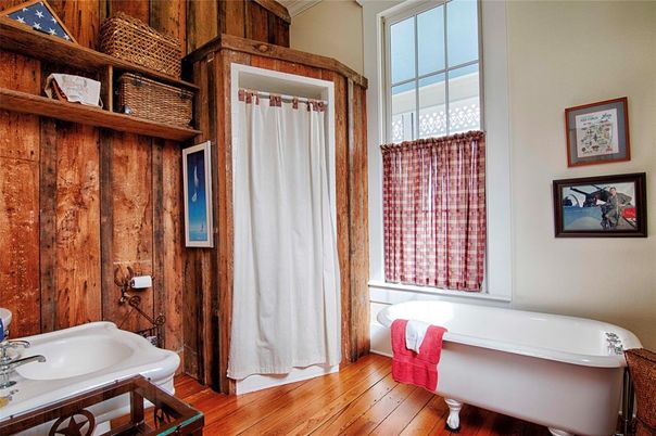 Bathroom, Interior, Wood Texture Flooring, Wooden Walls
