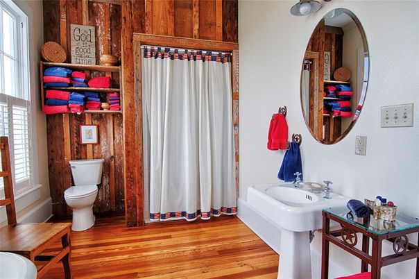 Bathroom, Interior, Wood Texture Flooring, Wooden Walls