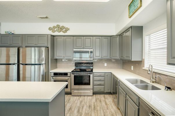 Interior, Kitchen, Stainless Steel Appliances, Wood Texture Flooring