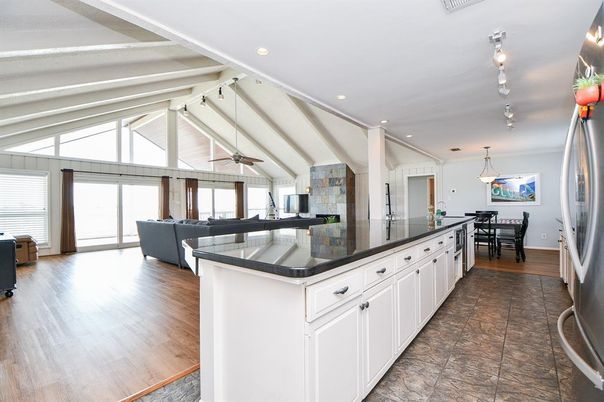 Dining room, Interior, Kitchen, Living room, Pendant Lights, Recessed Lighting, Wood Texture Flooring