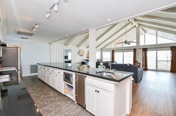 Interior, Kitchen, Living room, Recessed Lighting, Stainless Steel Appliances, Wood Texture Flooring