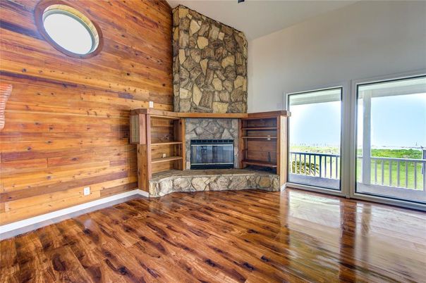 Empty room, Fireplace, Interior, Wood Texture Flooring, Wooden Walls