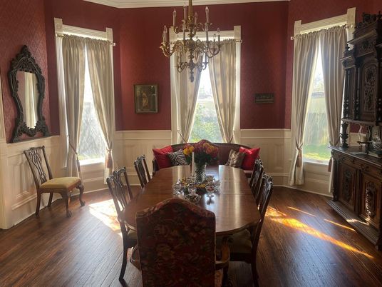Chandelier, Dining room, Interior, Wood Texture Flooring