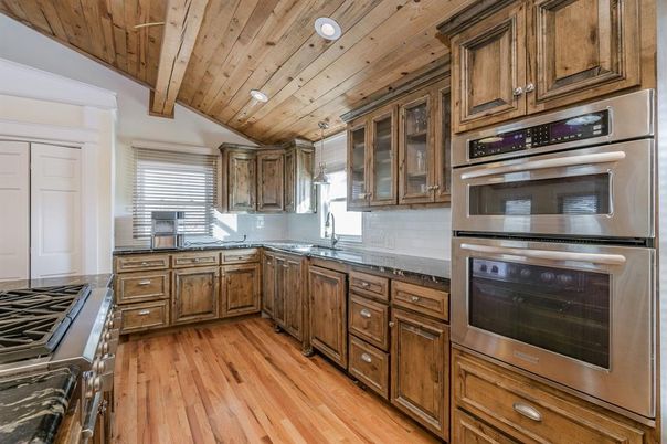Interior, Kitchen, Stainless Steel Appliances, Wooden Ceilings, Wood Texture Flooring