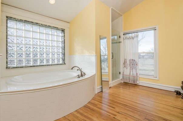 Bathroom, Interior, Recessed Lighting, Wood Texture Flooring