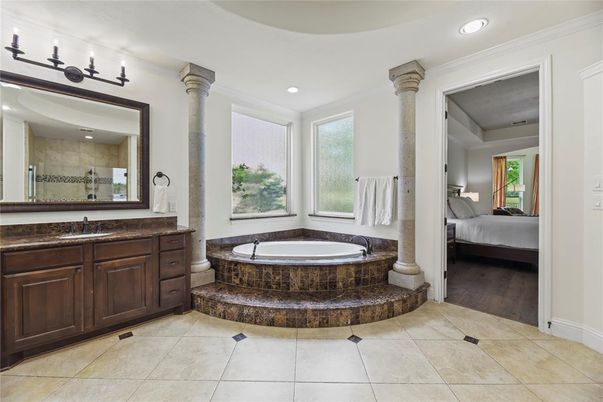 Bathroom, Bedroom, Interior, Recessed Lighting, Wood Texture Flooring