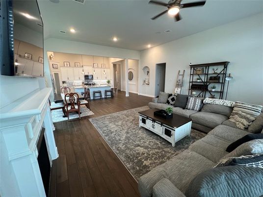 Dining room, Interior, Kitchen, Living room, Recessed Lighting, Wood Texture Flooring