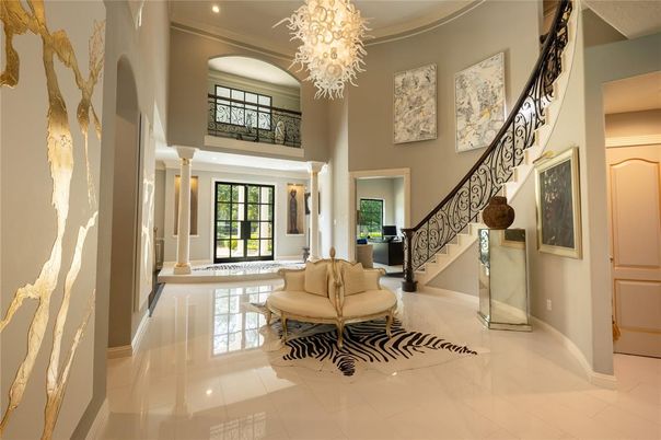 Chandelier, Interior, Marble, Recessed Lighting