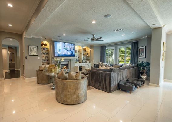 Fireplace, Interior, Living room, Recessed Lighting