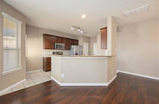 Interior, Kitchen, Recessed Lighting, Wood Texture Flooring