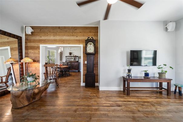 Dining room, Interior, Wood Texture Flooring, Wooden Walls