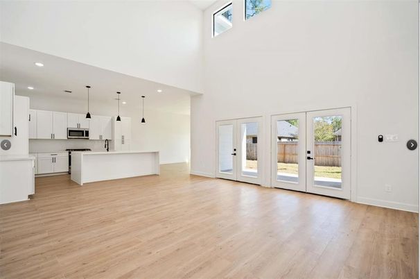 Interior, Kitchen, Pendant Lights, Recessed Lighting, Wood Texture Flooring