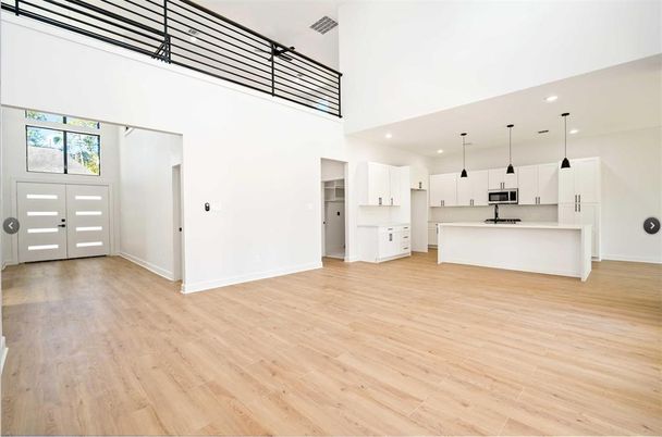 Interior, Kitchen, Pendant Lights, Recessed Lighting, Wood Texture Flooring